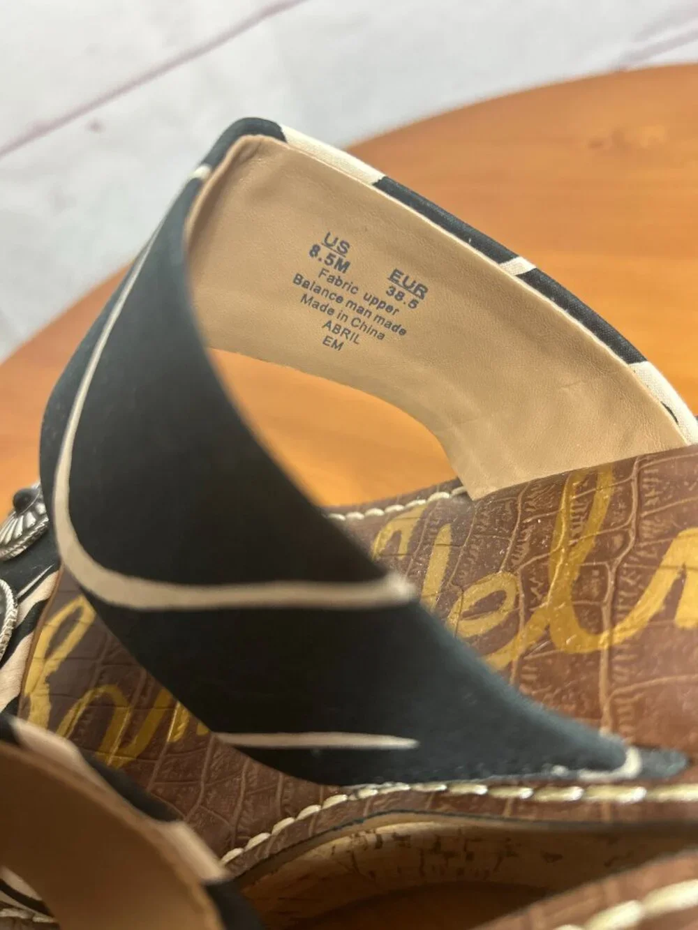 NWOT Sam Edelman size 8.5 Abril Wedge Platform Sandals black white medallions